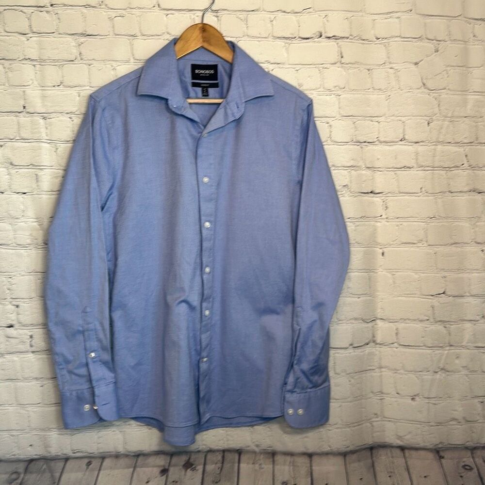 Bonobos Mens Wrinkle Free Tailored Fit Blue White Button Down Shirt size M Mediu